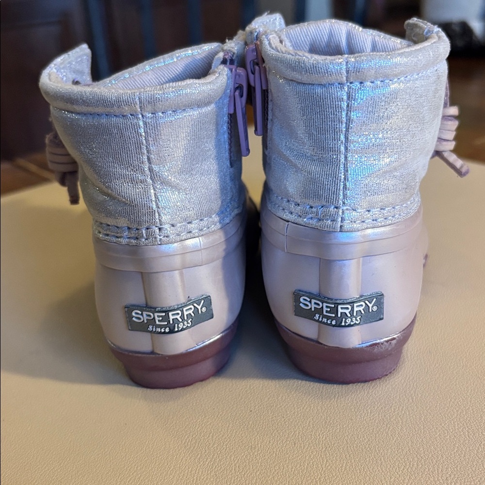 Sperry Kids Shimmering Silver Boots - Picture 3 of 8